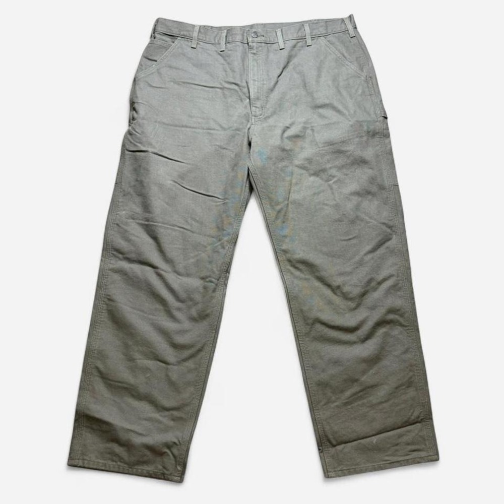 Carhartt Canvas Plaid Lined‎ Dungaree Utility Pants Gray Size 44x32 B111 MOS